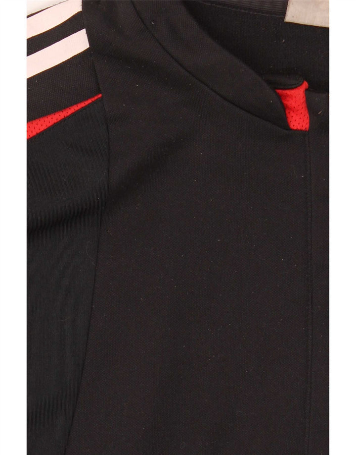 Adidas Hombre Zip Neck Pullover Chándal Top Grande Negro Colorblock