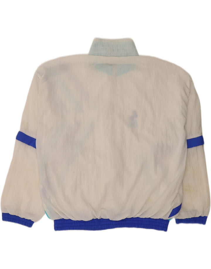 Vintage mujer chándal top chaqueta Reino Unido 14 medio blanco colorblock