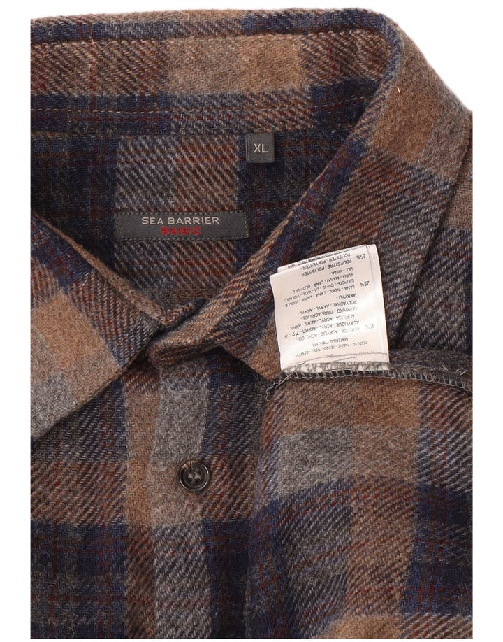 SEA BARRIER Camisa Sobrecamisa Hombre XL Gris Cuadros Acrílico