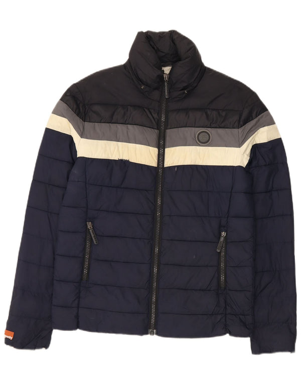 Superdry Chaqueta acolchada para hombre ES 38 Mediana Azul marino Nylon color block