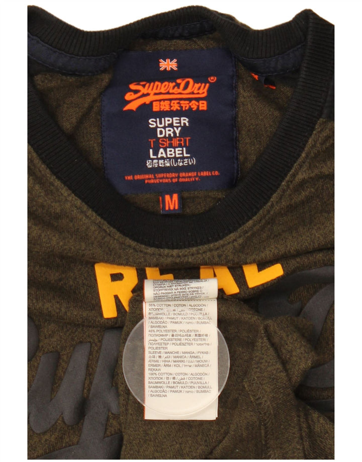 Superdry Camiseta gráfica de algodón color block en color caqui medio