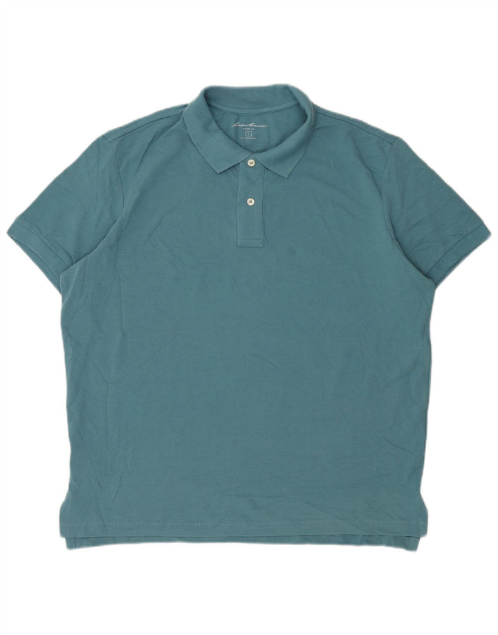 Eddie Bauer Polo para hombre grande de algodón azul