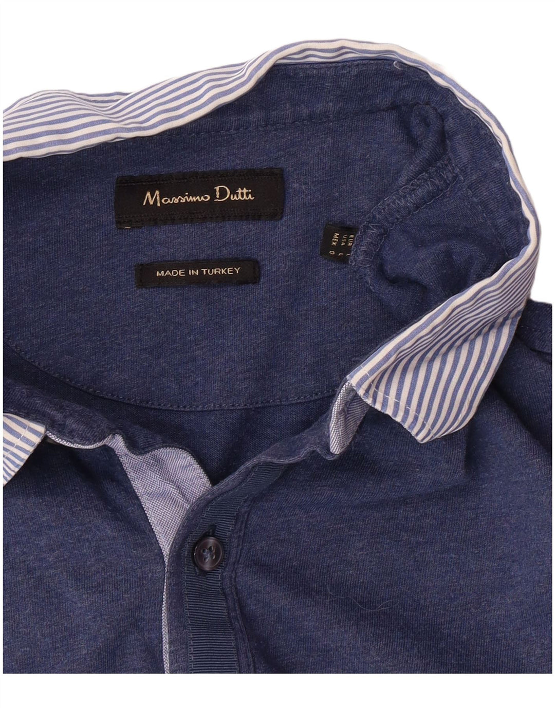 Massimo Dutti Polo Manga Larga Hombre Azul Clásico