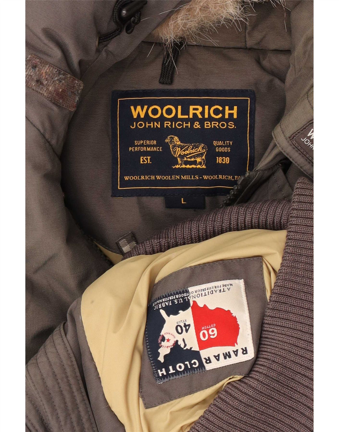Woolrich Chaqueta bomber acolchada con capucha para hombre Reino Unido 40 Algodón gris grande