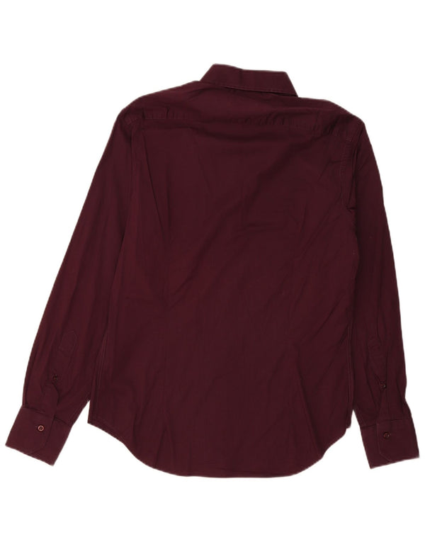 Camisa Carrera Hombre Algodón Burdeos Medio