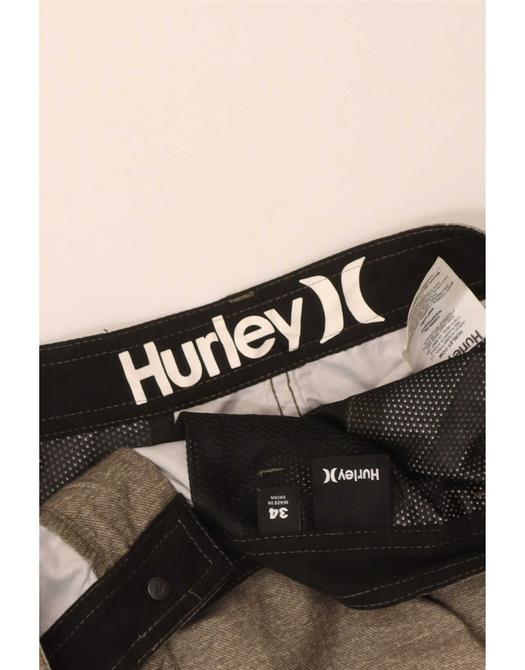 Hurley Pantalones cortos chinos para hombre W34 Poliéster caqui grande