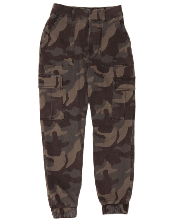 Hollister Womens High Waist Joggers Cargo Trousers W26 L27 Grey Camouflage