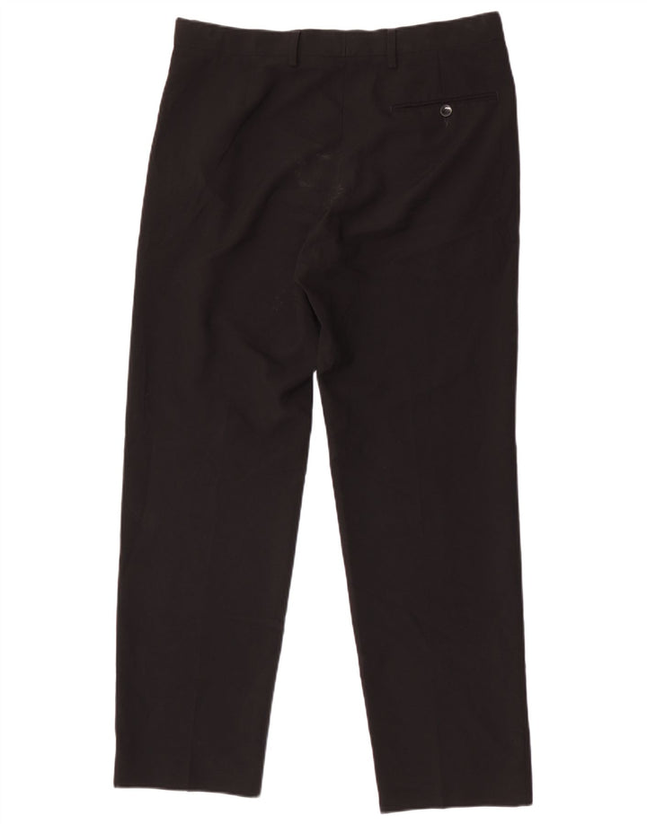 Marks & Spencer Pantalón de traje regular recto para hombre W34 L31 Poliéster negro
