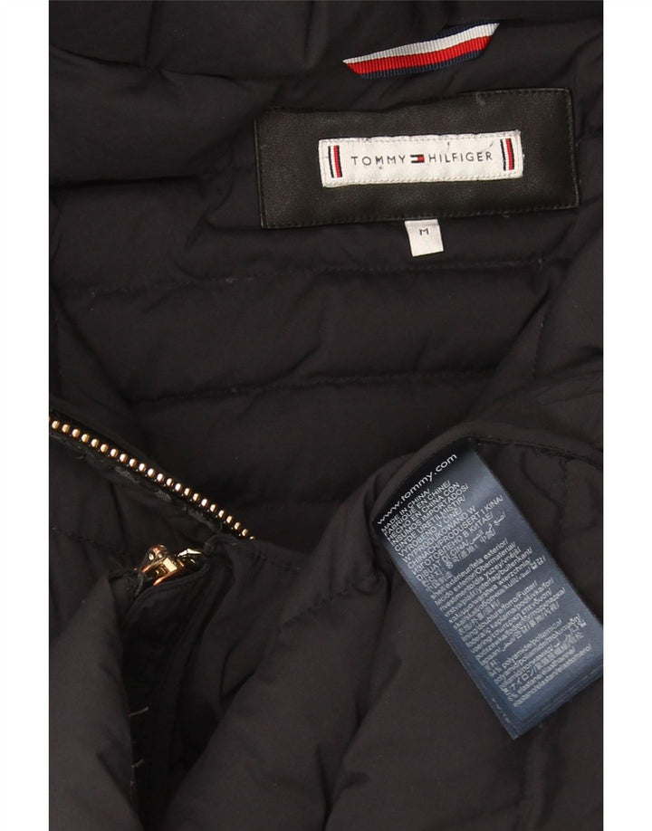 Tommy Hilfiger Abrigo acolchado con capucha para mujer UK 40 Mediano Poliamida negra