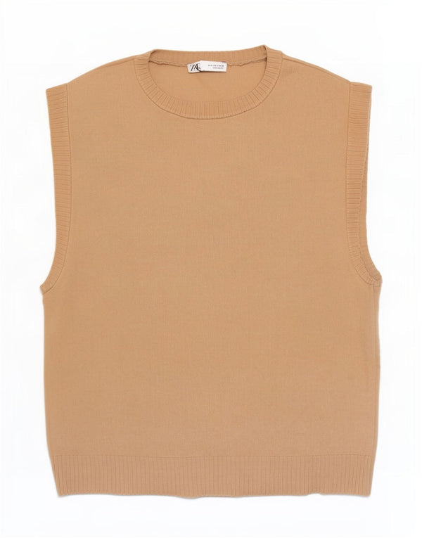 Zara Hombre Chaleco Tank Top Viscosa Beige Medio