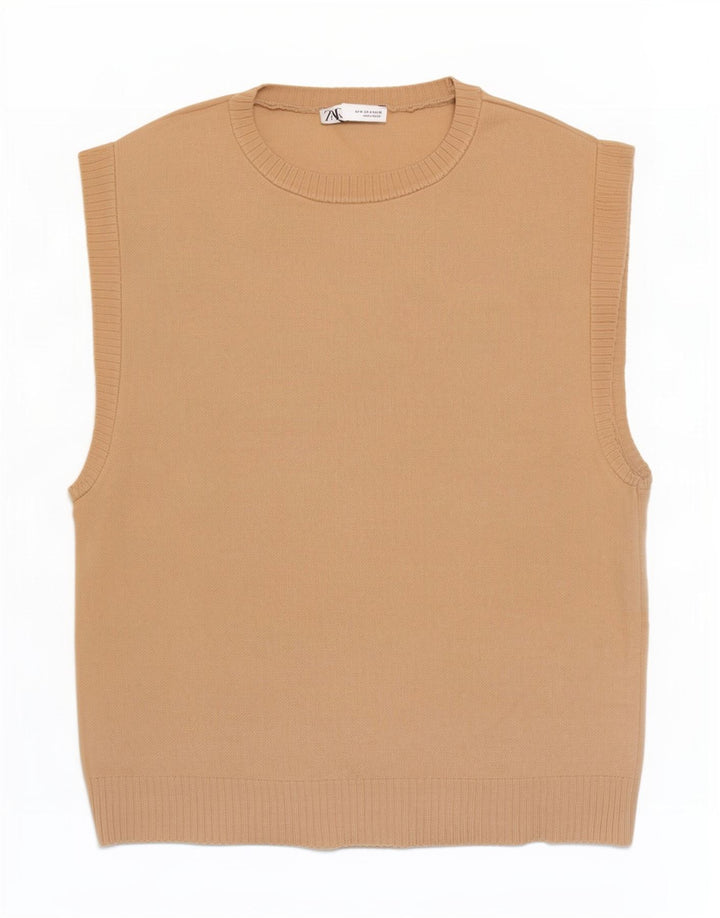 Zara Hombre Chaleco Tank Top Viscosa Beige Medio