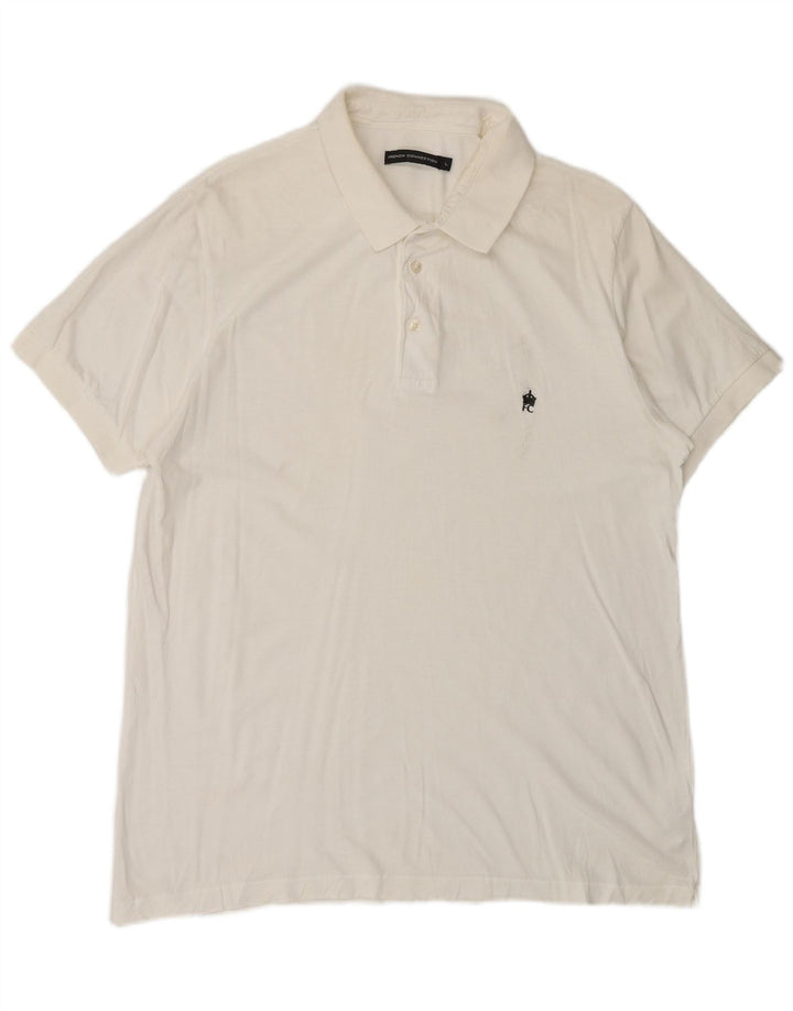 FRENCH CONNECTION Polo para hombre grande de algodón blanco roto