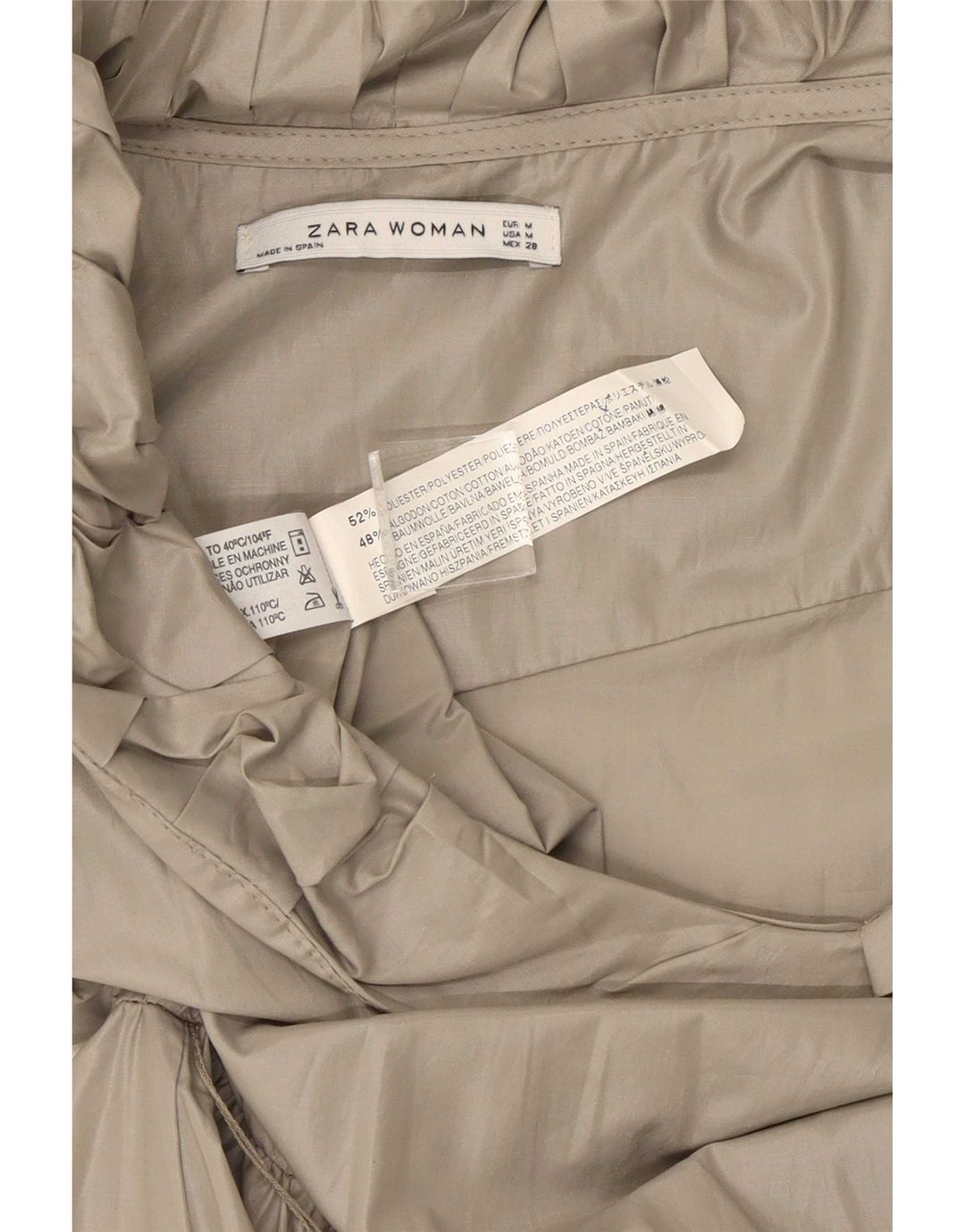 Zara Mujer Vestido Acampanado UK 42 Poliéster Gris Medio
