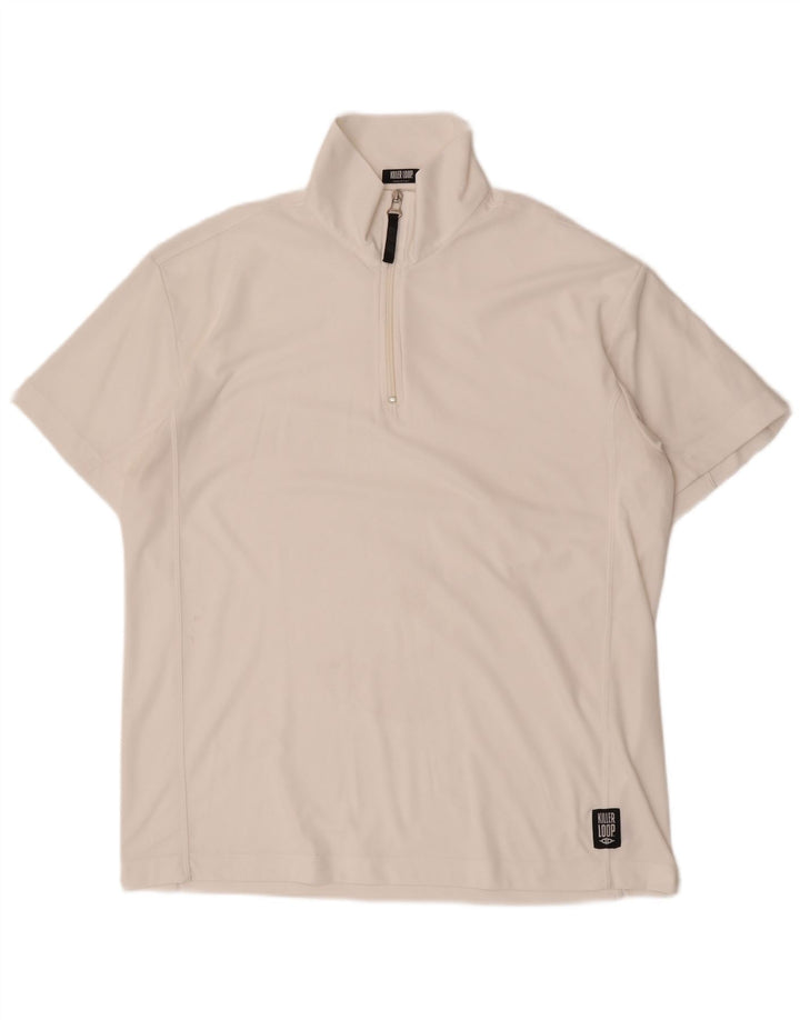 Killer Loop Camiseta Hombre Zip Neck Top XL Poliéster Blanco
