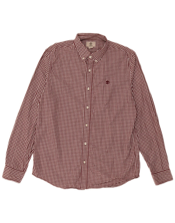 Timberland Camisa Slim Fit para Hombre Algodón a Cuadros Granate Grande