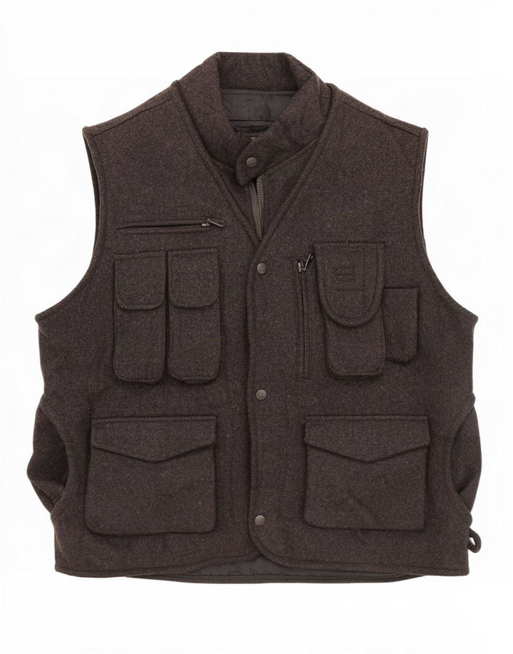 James Dillon Chaleco utilitario para hombre UK 38 Nylon gris medio