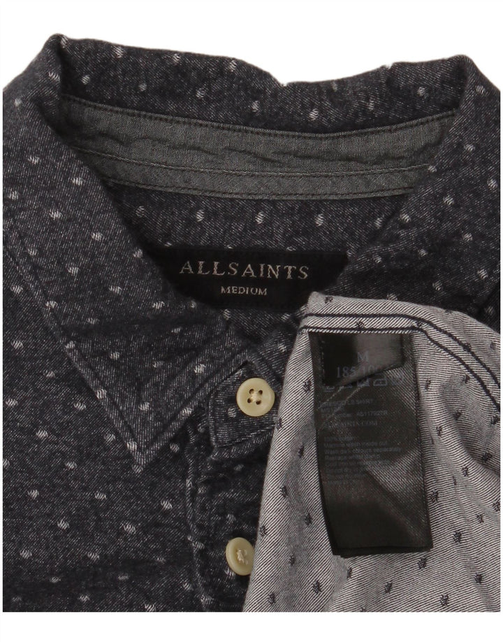 ALL SAINTS Camisa de hombre de algodón con lunares azul marino mediano