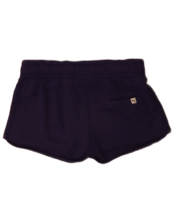 Puma Pantalones cortos deportivos de ajuste relajado para mujer UK 12 Mediano Púrpura Algodón Deportes