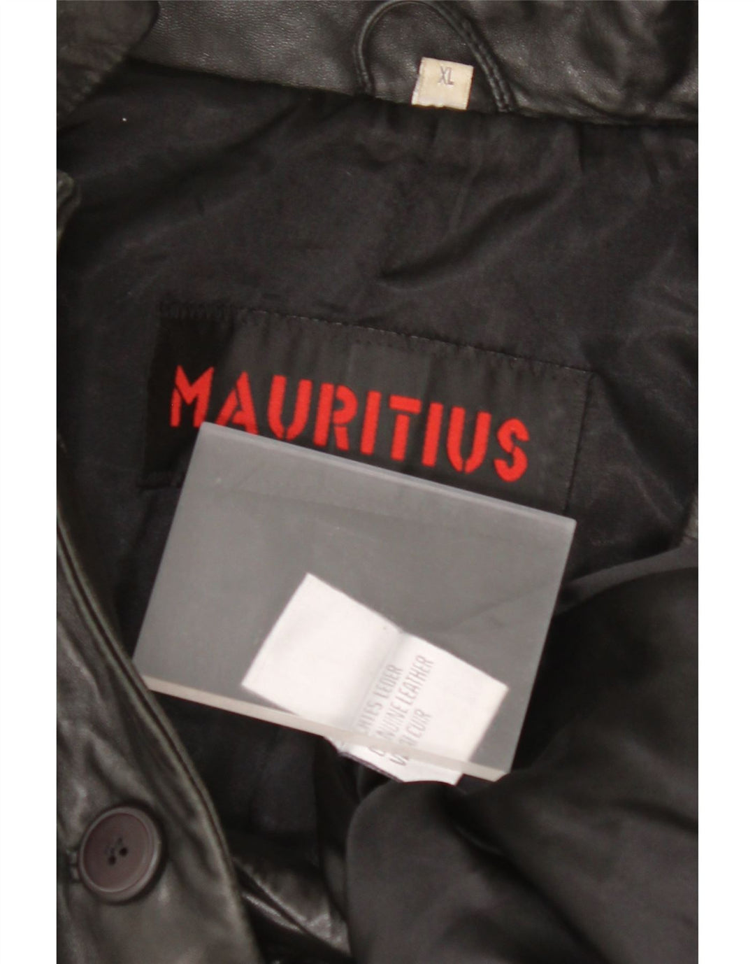 MAURITIUS Chaqueta Blazer de Cuero con 3 Botones para Mujer UK 18 XL Cuero Negro