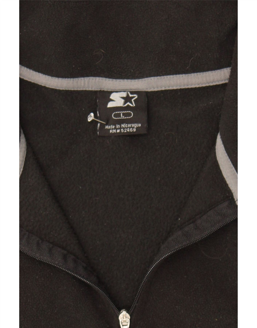 STARTER Mens Zip Neck Fleece Jumper UK 16 Large Black Polyester Vintage Starter and Second-Hand Starter from Messina Hembry 