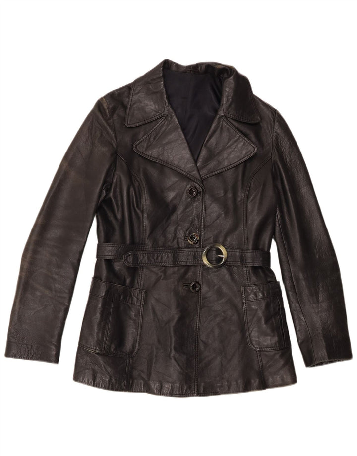 Chaqueta de cuero vintage para mujer IT 50 XL cuero negro