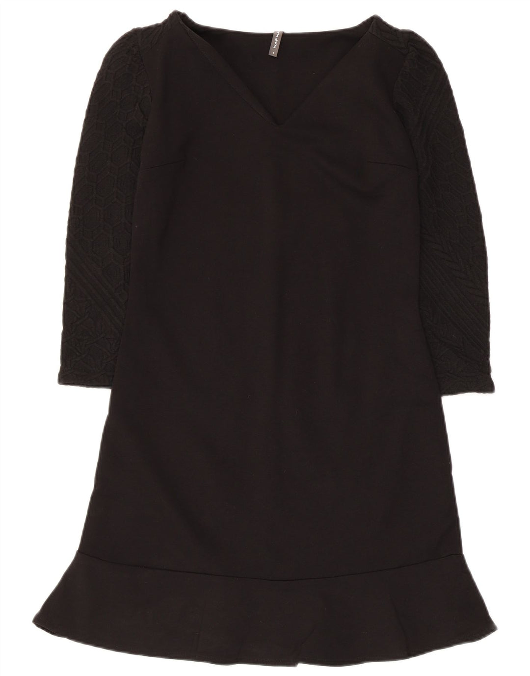 Naf Naf Vestido básico de manga 3/4 para mujer UK 8 Small Viscosa negra