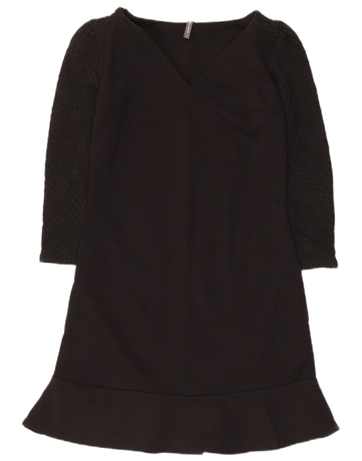 Naf Naf Vestido básico de manga 3/4 para mujer UK 8 Small Viscosa negra