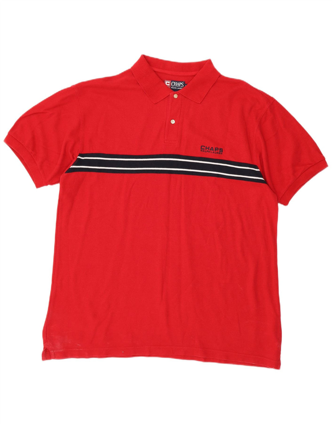 CHAPS RALPH LAUREN Polo Hombre XL Algodón Rayas Rojas