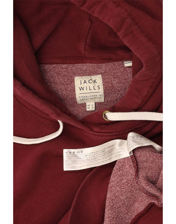 JACK WILLS Jersey con capucha gráfico para mujer Reino Unido 12 Algodón burdeos mediano