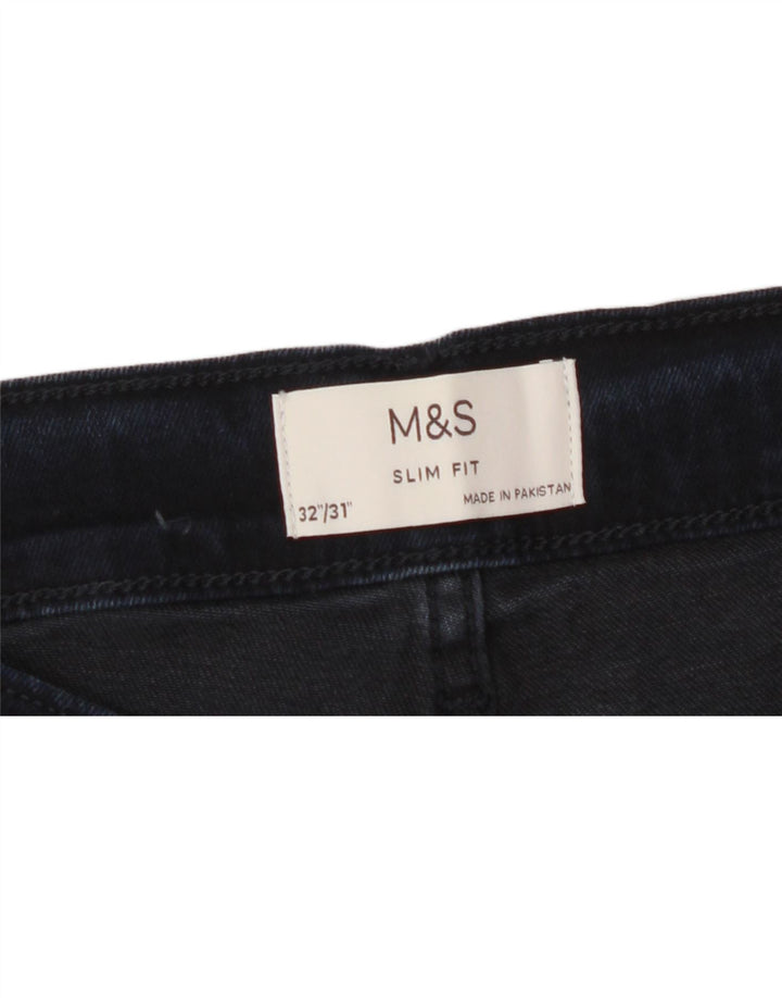 MARKS & SPENCER Mens Slim Jeans W32 L31 Navy Blue Cotton Vintage Marks & Spencer and Second-Hand Marks & Spencer from Messina Hembry 
