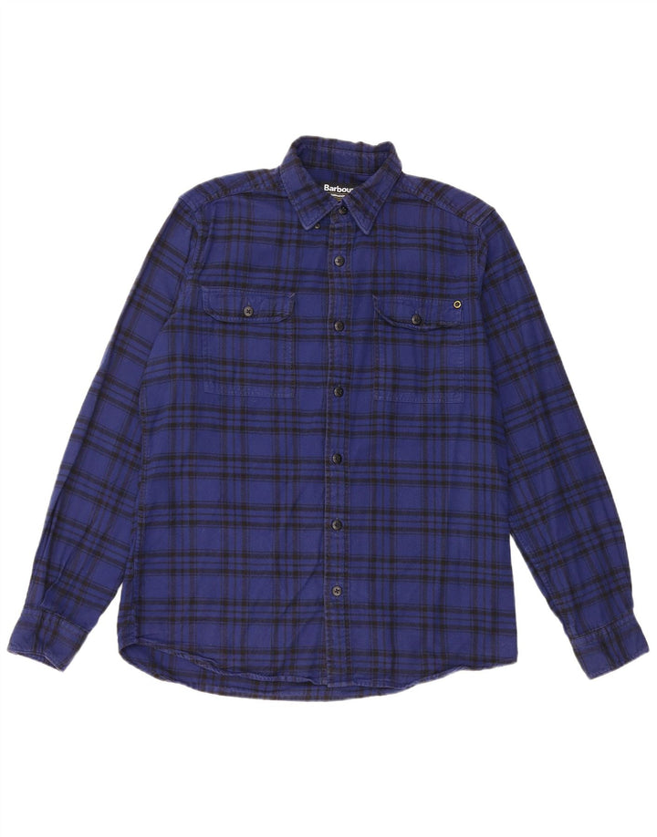 Barbour Camisa De Franela De Algodón A Cuadros Azul Medio |