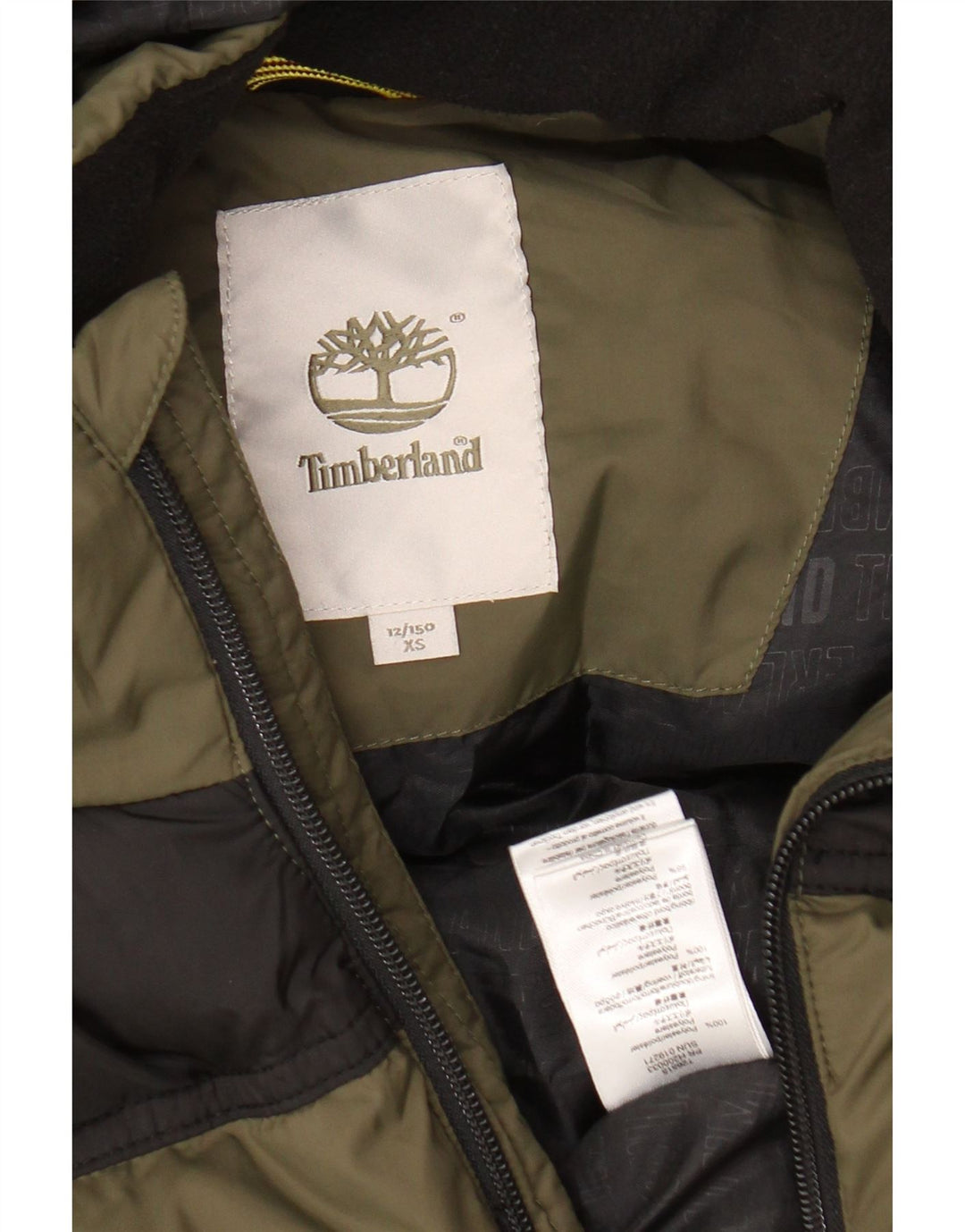 TIMBERLAND Chaqueta acolchada con capucha para niño 11-12 años XS Caqui Colorblock