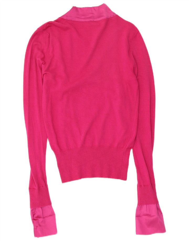Pinko Jersey con cuello en V para mujer UK 42 Viscosa rosa mediana