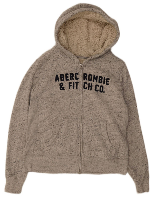 Abercrombie & Fitch Suéter con capucha Sherpa Zip para mujer UK 46 Grande Gris
