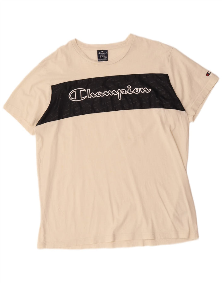 Champion Camiseta Gráfica Para Hombre Top Grande De Algodón Blanco