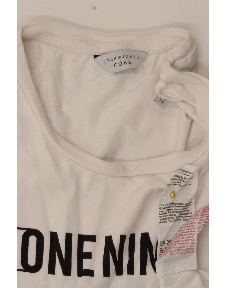 Jack & Jones Hombre Camiseta Gráfica Top Medium Blanco Algodón