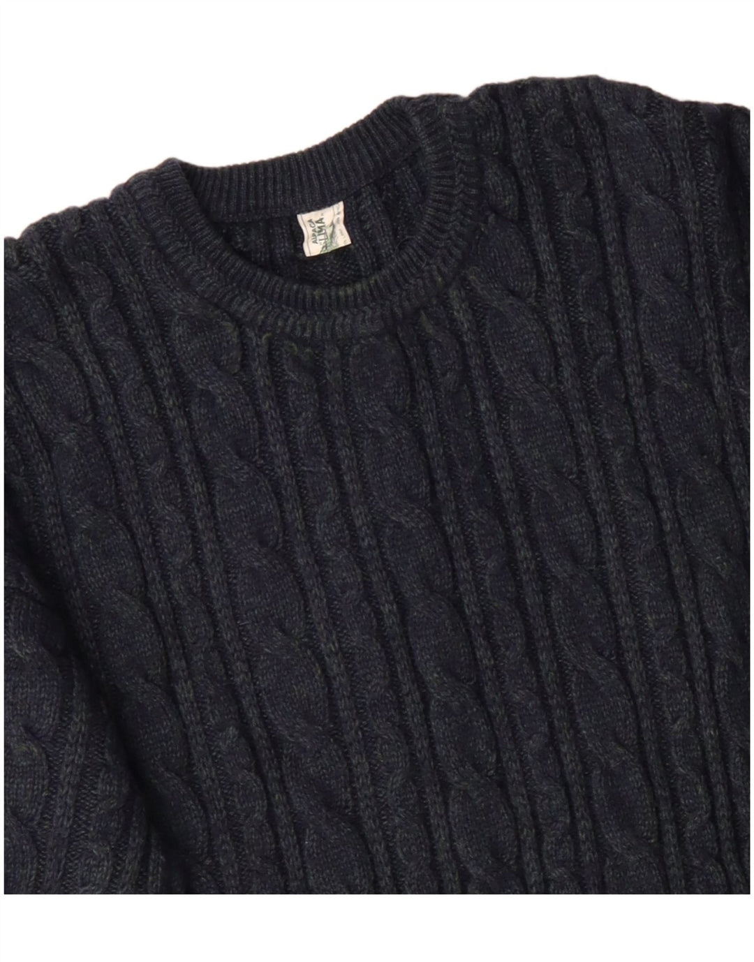 VINTAGE Hombres Crew Neck Jumper Suéter Grande Azul Marino Acrílico