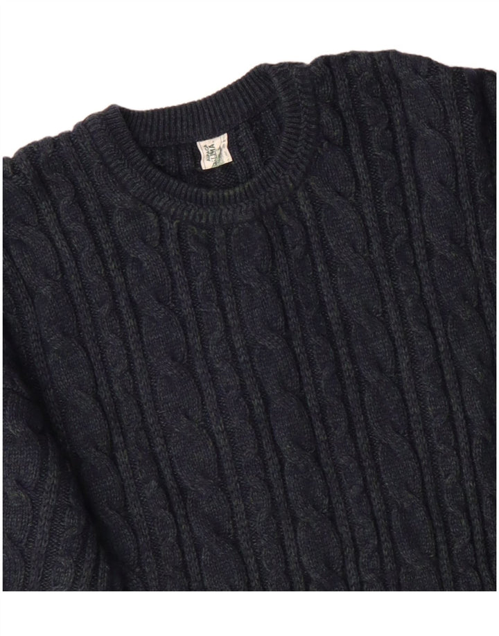 VINTAGE Hombres Crew Neck Jumper Suéter Grande Azul Marino Acrílico