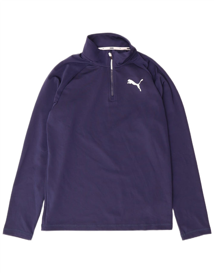 PUMA - Chándal con cremallera y cuello para hombre, talla pequeña, poliéster azul marino