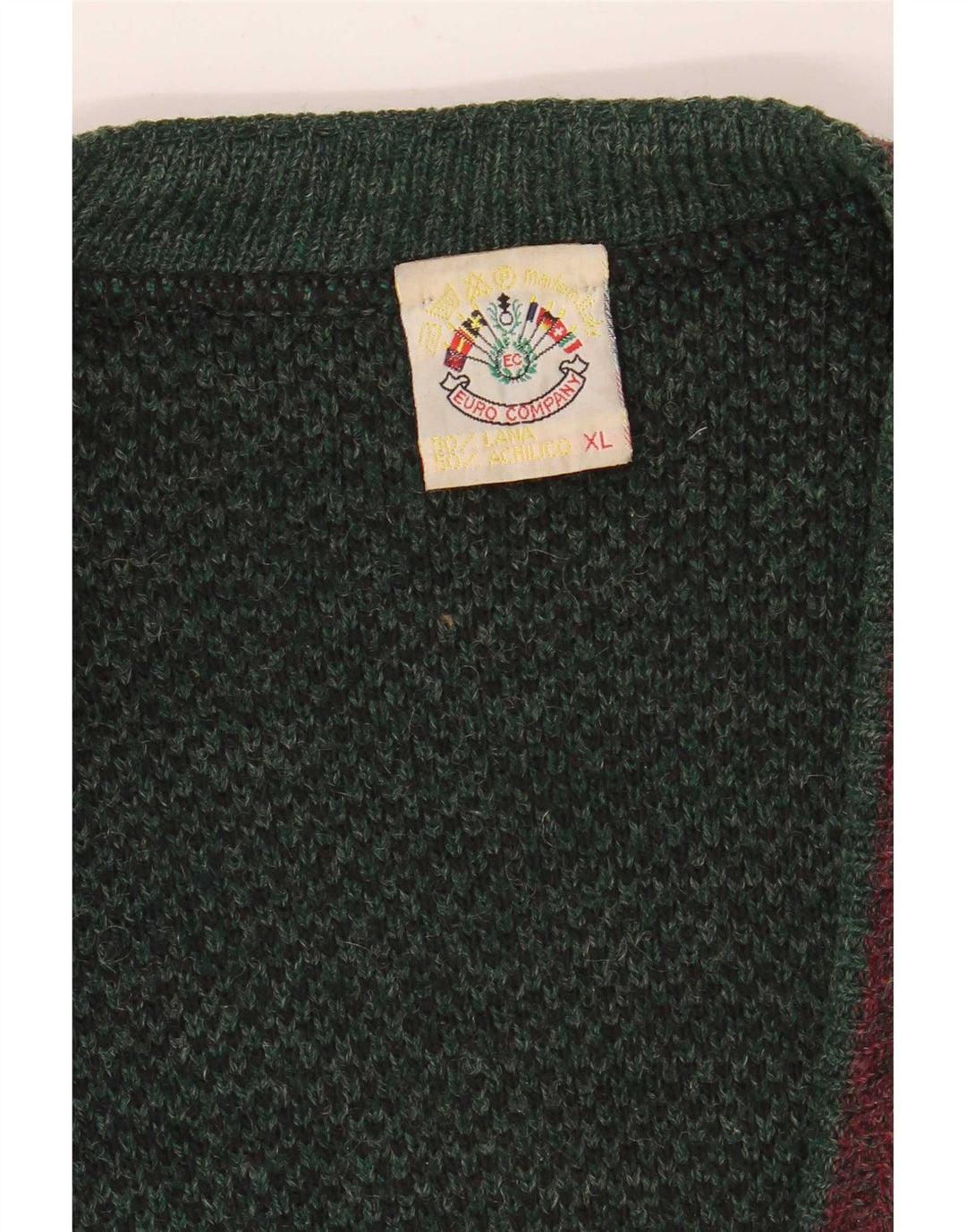 Vintage hombres Cardigan suéter XL lana verde
