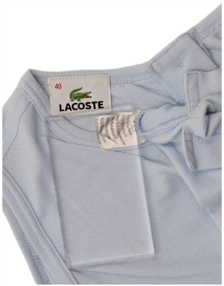 LACOSTE Top corto sin mangas para mujer Talla 40 Algodón azul medio