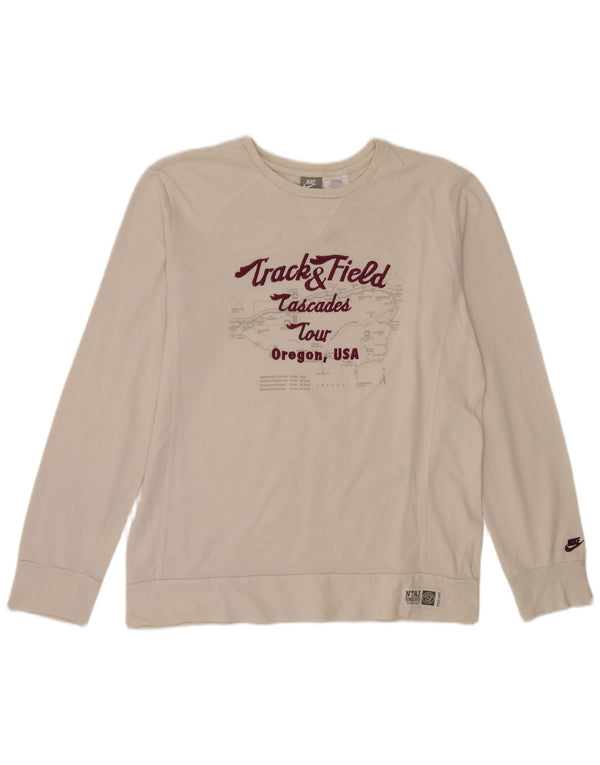 Nike - Sudadera gráfica para hombre, talla 45/47, algodón blanco