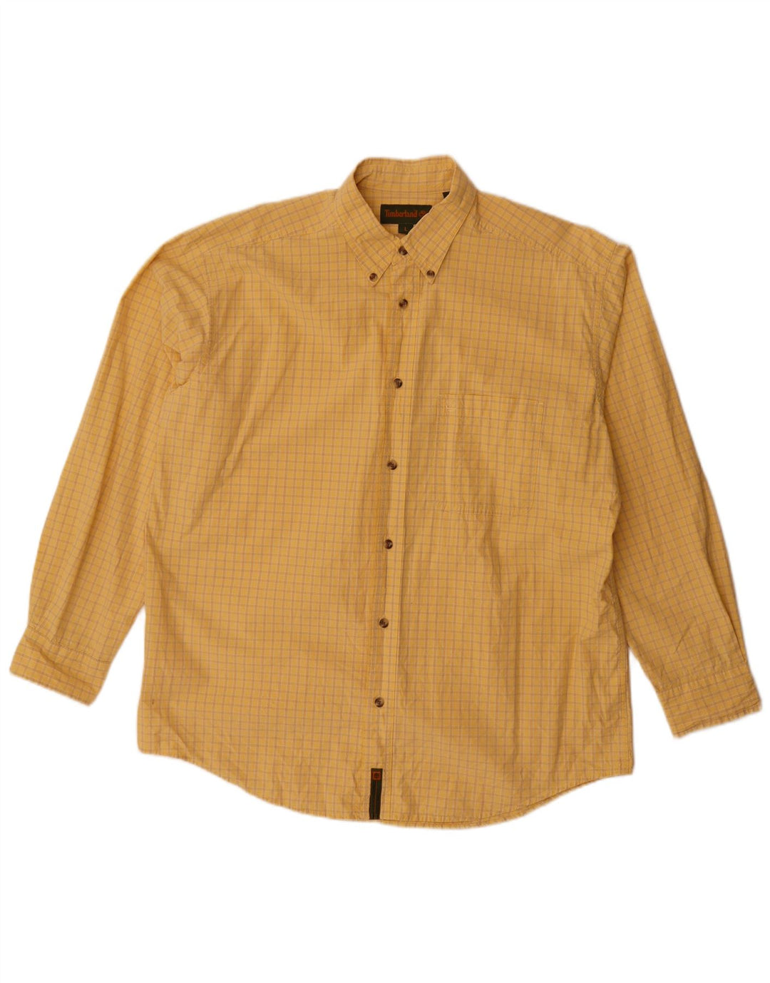 Camisa Timberland Hombre Grande A Cuadros Amarillos De Algodón