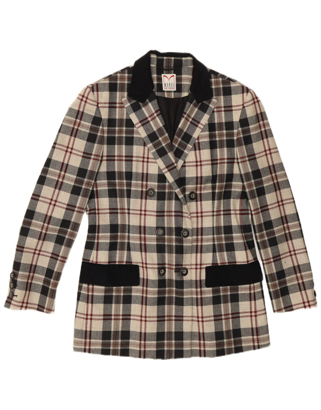 Mondi Chaqueta tipo blazer con doble botonadura para mujer EU 38 Cuadros beige mediano