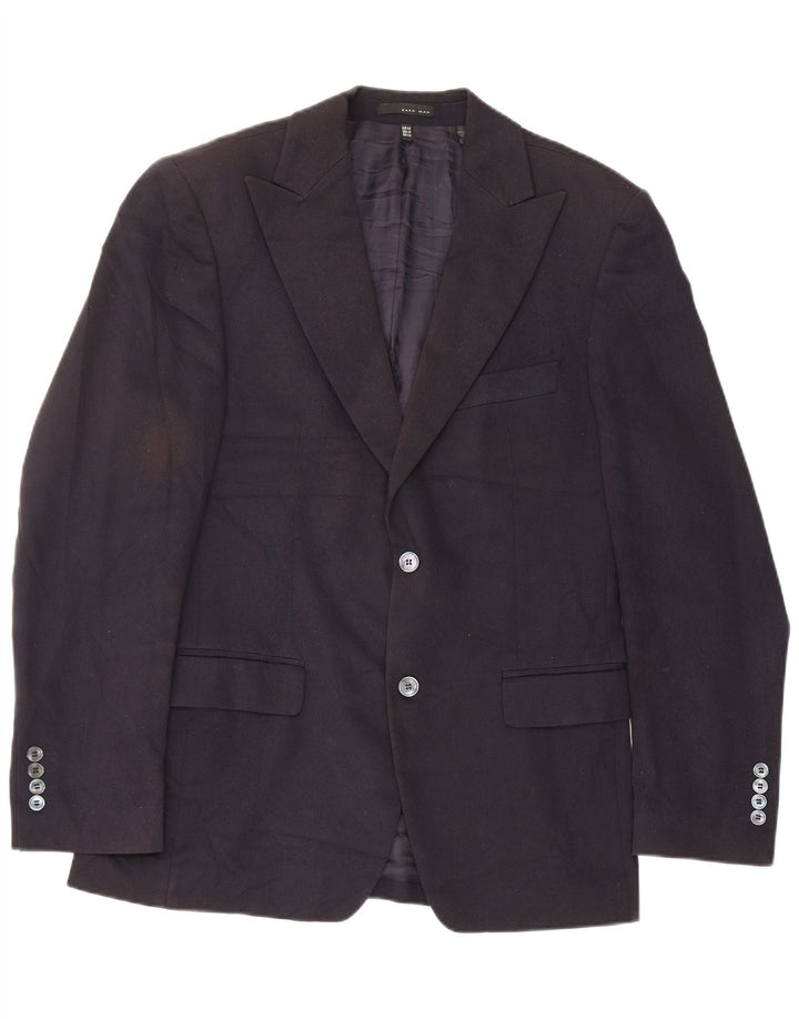Zara Chaqueta tipo blazer de 2 botones para hombre EU 48 Algodón azul marino mediano
