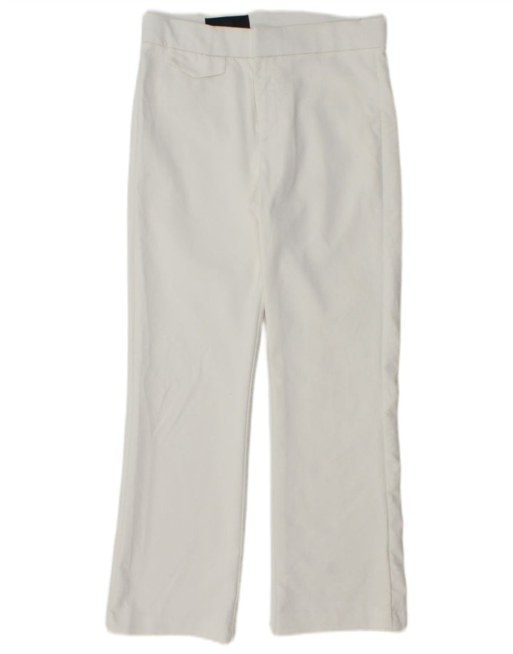 ZARA Mujer Pantalón Recto Cropped XS W26 L25 Blanco