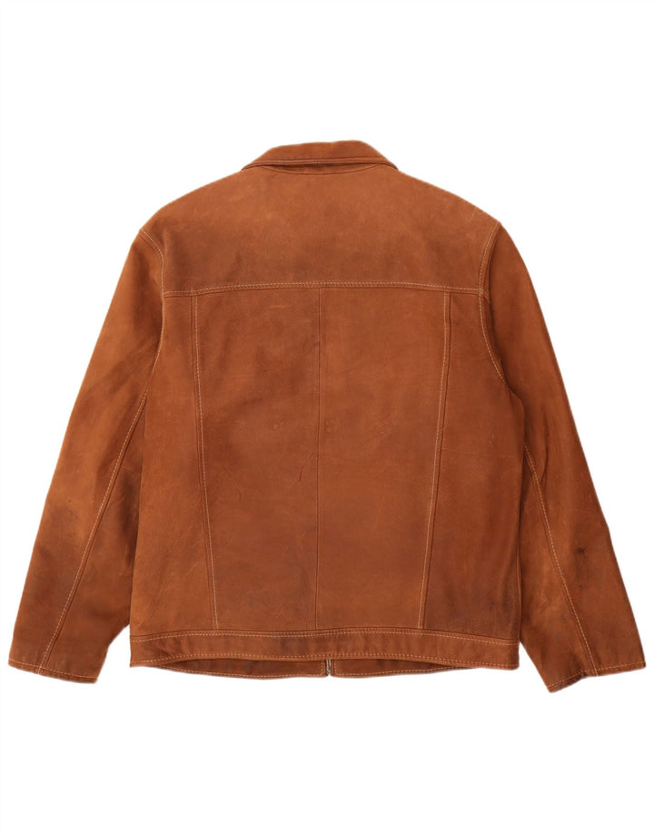 David Moore Chaqueta de cuero para hombre IT 50 Cuero marrón grande