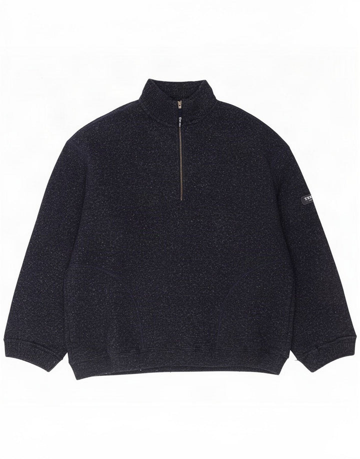 Colmar Hombre Jersey Con Cuello Y Cremallera De Lana Moteada Azul Marino Medio