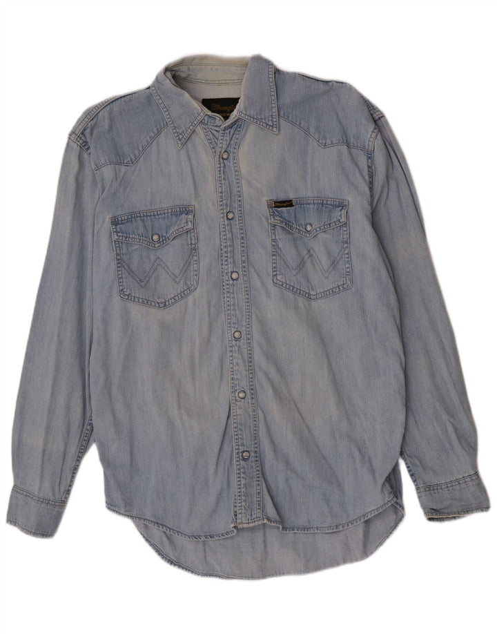 Camisa Vaquera Wrangler Hombre Algodón Azul Medio
