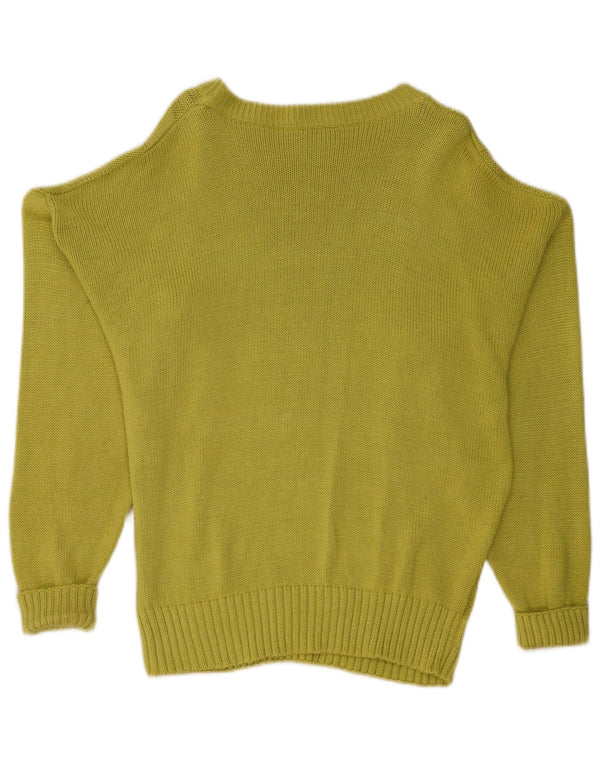 Vintage mujer barco cuello jumper suéter Reino Unido 16 algodón verde grande